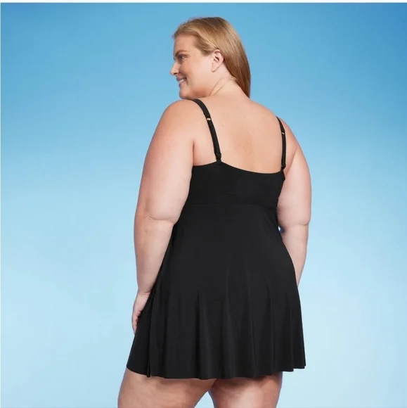 Swim Dress Black Plus Size Sz 18 - Picture 2 of 7